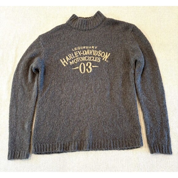 Vintage Legendary Harley Davidson Motorcycle 03 Sweater Gray Green Size Medium - Picture 1 of 8